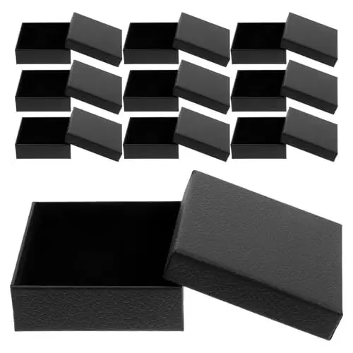 Produktbild: Ciieeo 10 Stück Schachtel Schmuckverpackungskarton Deko-schlüsselanhänger Kleine Schachteln Mit Deckel Ringe Dekorative Aufbewahrungsröhre Ringkästchen Für Schmuck Trauring Black Flanell