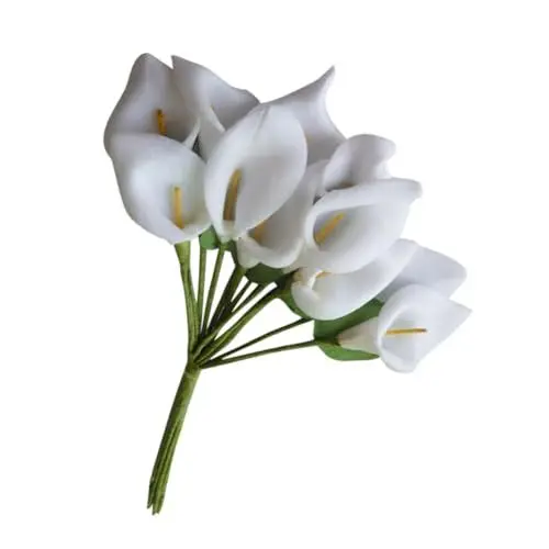 Produktbild: Ciieeo 12St künstliche Blumen künstliche blüten Artificial Flower hohzeitdeko brautstrauß Künstliche Blätter Hochzeitsdekorationen Ornament klein Calla-Lilie Blatt Pflanze Weiß