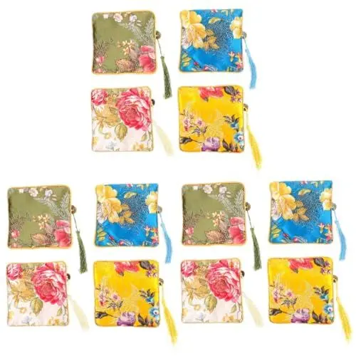 Produktbild: Ciieeo 12 Stk Bestickte Aufbewahrungstasche für Schmuck Reise-Kulturbeutel Make-up-Organizer-Tasche vielzweckleiter handtasche Mich Reise-Schmucktasche kleiner Veranstalter Jahrgang Paket