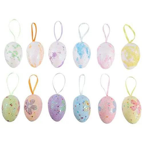 Produktbild: Ciieeo 12st Ei-Dekoration-anhänger Ostereier Osterdekorationen Osterbaum Hängender Anhänger Ostern Hängende Eier Ostern Hängende Stütze Ornament Künstlich Kind Hängende Dekoration Schaum
