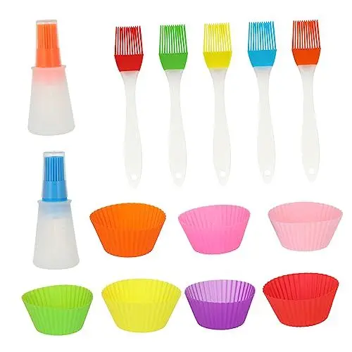 Produktbild: Ciieeo 13 Teiliges Backwerkzeug Ölpinsel Ölflaschenpinsel Wiederverwendbares Muffinförmchen Set Cupcake Förmchen Papierbackförmchen Backpinsel Backen Cupcake Papierform