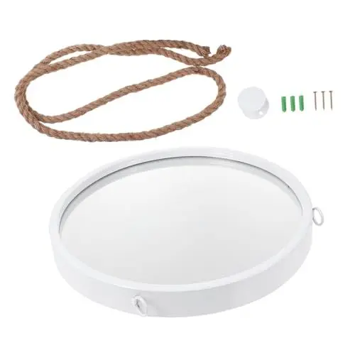 Produktbild: Ciieeo 1Stk wandmontierter Badezimmerspiegel weißes Dekor Wandspiegel dekorativ Badezimmerspiegel zum Aufhängen schminkspiegel Vanity Mirror runder Spiegel dekorativer Spiegel Eisen