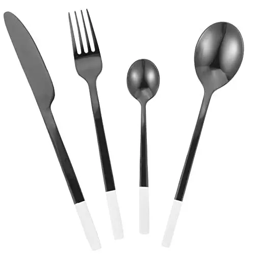 Produktbild: Ciieeo 1 Satz Besteck-Löffel-Set Essensbesteck Steakgeschirr Gabeln-Löffel-Kit essgeschirr outdoor camping essgeschirr Edelstahlbesteck westliches Essbesteck Rostfreier Stahl Black