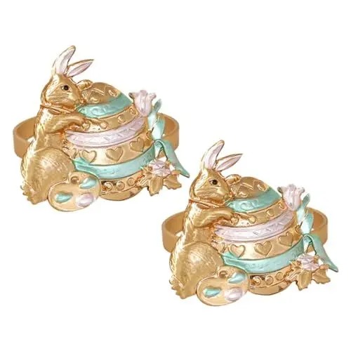 Produktbild: 3 Sätze Hasen Serviettenringe Hasen Party Serviettenverschluss Wiederverwendbar Serviettenschnalle Ostern Serviettenring Serviettenschnalle Tisch Serviettenring 2 Stück * 3 Ciieeo