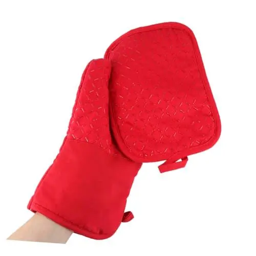 Produktbild: Ciieeo Silikon-ofenhandschuhe-Set Topflappen Küchenzubehör Für Backofen Mikrowelle Grill Leicht Zu Reinigen Rot