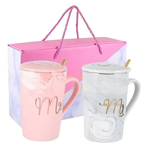 Produktbild: Ciieeo Keramiktasse Für Paare Im Nordischen Stil Mit Deckel Löffel Wasserbecher Für Hochzeitsgeschenk-set 1 Set