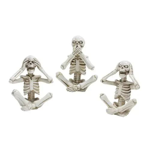 Produktbild: Ciieeo 1 Satz Zu Schweigen Von Der Totenkopfstatue Kleine Skelettfiguren Gruselige Skelette Geschenkidee Gruselige Dekoration Halloween-partygeschenk Skelettskulptur Aus Harz 3st