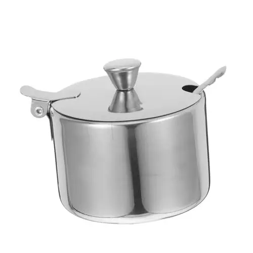 Produktbild: Ciieeo 1 Satz Zuckerdose Aus Edelstahl Gewürzspender Gewürzgläser Brauner Zuckerbehälter Gewürzbehälter Mit Löffel Ghee-behälter Gewürzdosen Mit Löffel Gewürzglas Silver Rostfreier Stahl