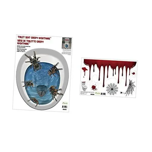 Produktbild: Ciieeo Set Mit Toilettensitzaufklebern Mit Horror-spinnenmuster Und Blutigem Fleckendesign Aus Pvc-material Gruseliges Für Halloween