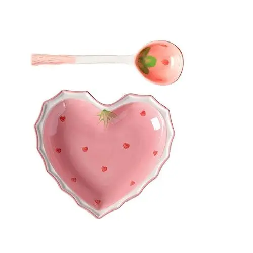 Produktbild: Ciieeo Reisschüssel-set Aus Keramik Mit Erdbeeren Elegantes Küchengeschirr Für Warme Oder Kalte Mahlzeiten Leicht Zu Reinigen