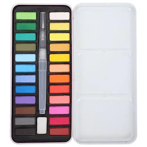 Produktbild: Ciieeo 1 Set Solide Aquarell-Wasserfarben Professionelles Aquarell-Set Aquarellzubehör Aquarellfarben Multifunktions-Aquarell-Set Aquarellfarben Reise-Rosa Tragbarer Kunststoff