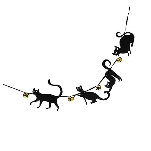 Produktbild: Ciieeo 1 Stk Glocken Bla Flagge Halloween-girlande Halloween-filzbanner Halloween-banner Mit Schwarzer Katze Bar-banner Schwarze Katze-banner Halloween Dekoratives Banner Filzstoff