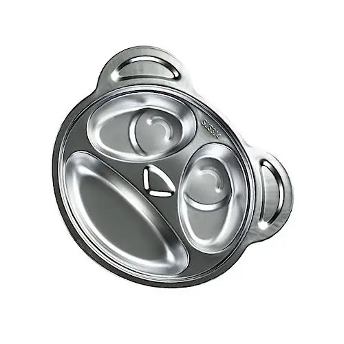 Produktbild: Ciieeo Bärenform Edelstahl Kinderteller Besteckkasten Babyteller Unterteilter Essteller Silber