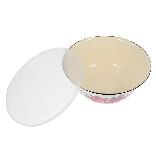 Produktbild: Ciieeo Eisen Emaille Becken Retro Vintage Schüssel Mit Deckel Für Suppe Salat Pasta Schüssel