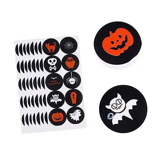 Produktbild: Ciieeo 20 Blätter Halloween-aufkleber Dekorative Versiegelung Halloween-runde Aufkleber Halloween-kreisetikett Versiegelungsaufkleber Etikettenaufkleber Kupferplattenaufkleber Süssigkeit