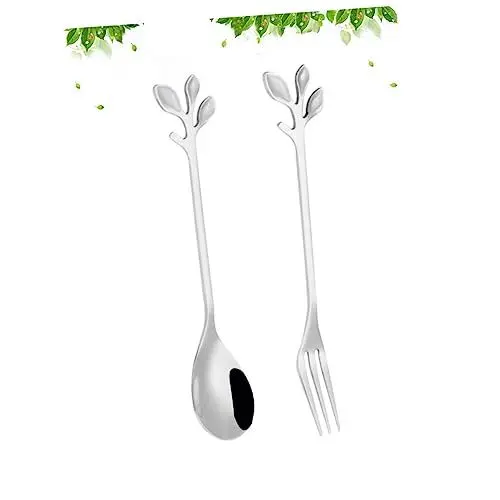 Produktbild: Ciieeo 2St Gabeln zum Pflücken von Früchten Kaffeelöffel Blattgabeln Löffel für den einzug ice cream scoop Rostfreier Stahl Rührlöffel Dessertgabel Teelöffel