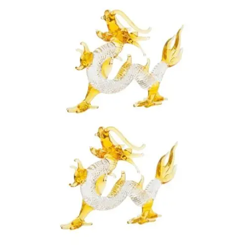 Produktbild: Ciieeo 2St Kristall-Drachen-Ornamente Kunsthandwerk Statue Wohnkultur Gartenskulpturen Tierdekor Glasfiguren Ochsen und Pferde Glaskugel handgefertigtes Geschenk Kristallglas schmücken