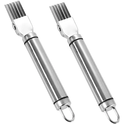 Produktbild: Ciieeo 2St Zwiebelschneider aus Edelstahl cortadora de papas Kartoffel Schalottenschneider Gemüsehobel spitzmaschine cutter für Zwiebeln Kochschneider Rostfreier Stahl Silver