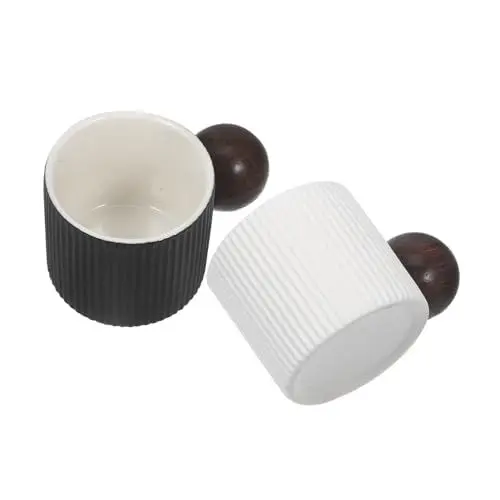 Produktbild: Ciieeo 2-teiliges Kaffeetassen-set Aus Steingut Mit Streifenmuster – Keramiktassen Mit Henkel Tee- Und Espressotassen Für Die Küche