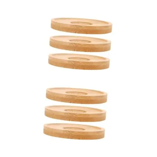 Produktbild: Ciieeo 2 Sätze Drehbarer Glasboden Rotierendes Glasuntersetzer Whiskyglas Untersetzer Rotierende Untersetzer Wärmeisolierendes Pad Tequila Schlürft Gläser Bambus Beige 3 Stück * 2