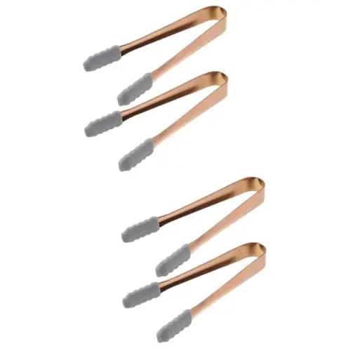 Produktbild: Ciieeo 2 Sätze Eisclip Eiswürfelzange Küchenzange Grillzange Grillpinzette Zuckerzange Zange Für Eiskübel Steak Bratzange Essenszange Eiszange Rostfreier Stahl Golden 2 Stück * 2