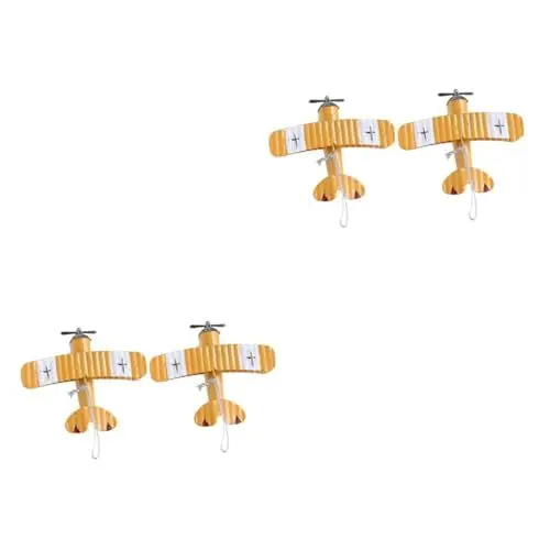 Produktbild: Ciieeo 2 Sätze Flugzeugverzierung Aus Eisenkunst Gelbe Flugzeug Ornament Flugzeug Modellbau Dekoration Desktop-Dekoration Retro-flugzeugmodell Kreatives Flugzeugmodell Yellow 2 Stück * 2