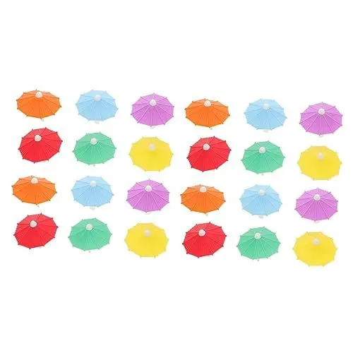 Produktbild: Ciieeo 2 Sätze Weinglas Markerhalter Getränkeanhänger Teebeutel Aufhänger Barzubehör Teebeutelhalter Tassenetikett Partybar Regenschirm Partygeschenk Cocktailschirme 24 Stück * 2
