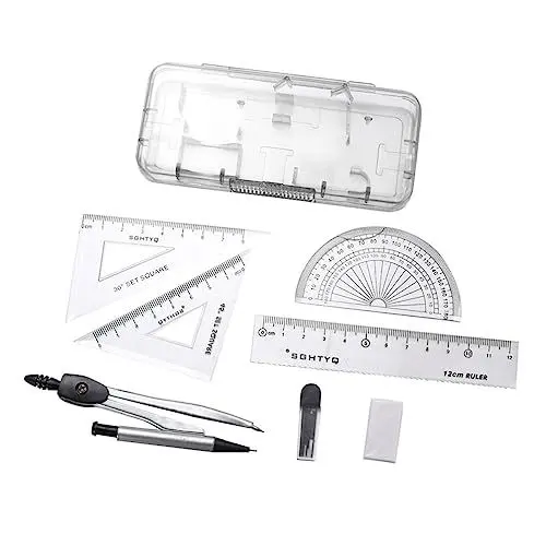 Produktbild: Ciieeo 2 Sätze à 12 Stück Winkelmesser Herrscher T-werkzeug T Lineal Geometriewerkzeuge Protector-geometrie-tool Kompass Mathe-tool Geometrie Kompass Zirkel Student Automatisch