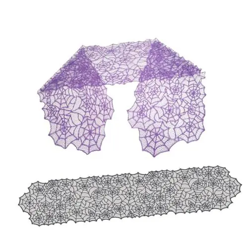 Produktbild: Ciieeo 2pcs Halloween Spinne Webs Tisch Fahnen Gestrickte Spitze Dekorationen Für Party Hintergrund