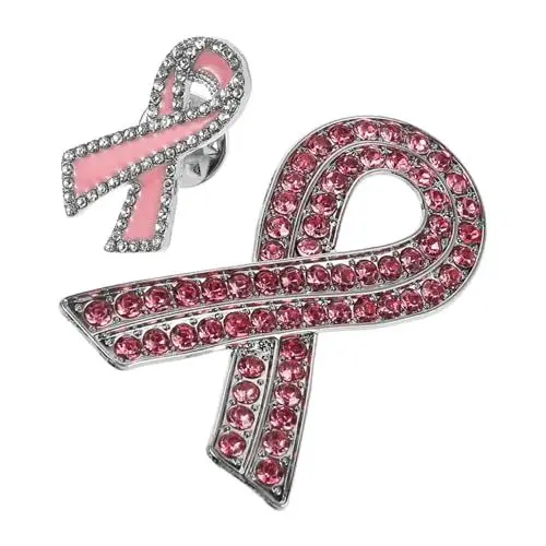 Produktbild: Ciieeo 2 Stück Ribbon Brosche Legierung für Brustkrebsbewusstsein Abzeichen für Charity Veranstaltungen Einfach zu Tragen und Vielseitig Einsetzbar