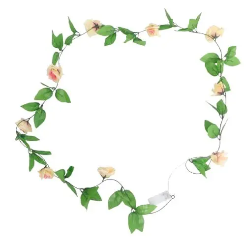 Produktbild: Ciieeo 2 Stück Rosen Rattan Lampe Künstliche Ranken Lichter Weihnachtsdekoration Dekoratives Licht Hängelampen Hochzeit Party Hintergrund Türdekoration Weihnachtsgirlande