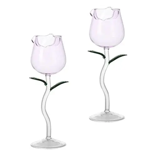 Produktbild: Ciieeo Coupe Für Roséwein 2 Stück Zarte Tasse Glas Kelch Rosen-design Kompakte Größe