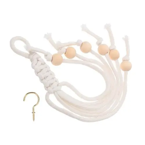 Produktbild: Ciieeo 2 Stück Unterbau Bananenhalter aus Baumwollseil Kreativer Obstaufhänger für Küche zur Aufbewahrung von Bananen und Trauben Handgewebt Natürlicher Holzlook