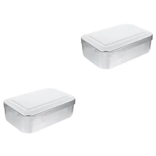 Produktbild: Ciieeo 2er-box Alte Brotdose Snackbehälter Für Erwachsene Picknickzubehör Grillzubehör Lunchbehälter Campingversorgung Picknick-essenshalter Picknickartikel Aluminium Sache Nostalgie