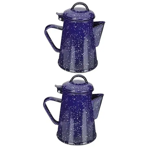Produktbild: Ciieeo 2st Kaffeekanne Aus Emaille Teekannen Für Teeparty Emaillierter Perkolator Teekessel Weißer Kaffeekessel Herd Kaffeekanne Camp Kaffeekanne Kaffeemaschine Emaille-perkolator Blue