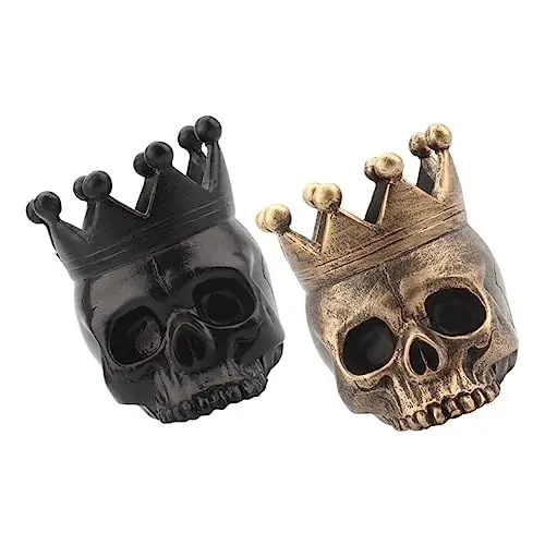 Produktbild: Ciieeo 2st Kronen-schädel-kerzenhalter Schädel Kerzenhalter Halloween-teelichthalter Dekorativer Kerzenhalter Party-teelichtbehälter Gothic Kerzenhalter Harz