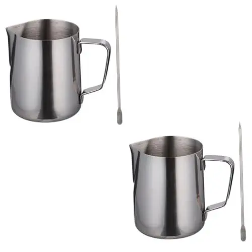 Produktbild: Ciieeo 2 Stücke Edelstahl Krug Zum Aufschäumen Kaffee Krug Latte Art 350ml Mit