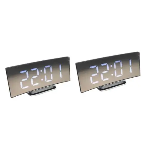 Produktbild: Ciieeo 2st Praktischer Wecker Led-wecker Elektronische Weckuhr Spiegel Wecker Uhr Mit Großem Bildschirm Großer Wecker Stromsparender Wecker Stumme Uhr Tischuhr Stiller Wecker Uhren
