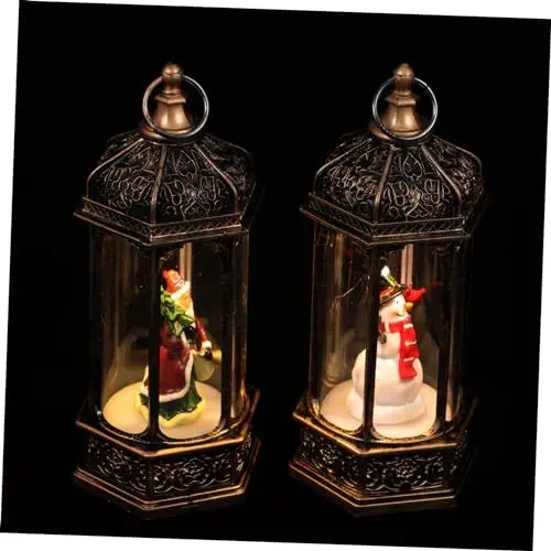 Produktbild: Ciieeo 2st Weihnachtsschmuck Kerzenlaterne Aus Holz Weihnachtsszene Schmücken Dekorative Weihnachtslaterne Laterne Aus Metall Metalldekor Alte Geschenke Led Windlampe Plastik Antiquität