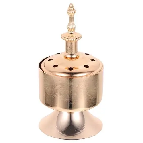 Produktbild: Ciieeo 2st Weihrauchbrenner Aus Metall Aschebehälter Für Weihrauch Desktop-räuchergefäß Desktop-Wasserfall Goblincore-raumdekoration Aromaofen Duftspulenbrenner Schmiedeeisen Golden