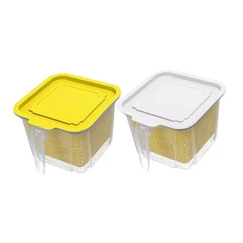 Produktbild: Ciieeo 2pcs Lebensmittel Lagerung Container Deckel Lagerung Bin Entwässerung Design Für Frische Gemüse