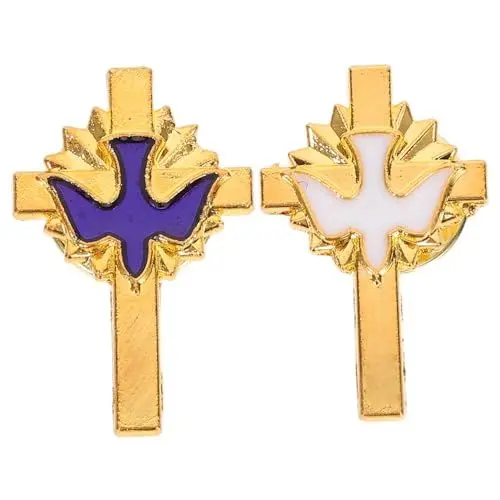 Produktbild: Ciieeo 2stücke Friedenstaube Brosche Mit Kreuz Anstecknadel Aus Legierung Für Erstkommunion Taufe Party Religiöse Zeremonien Accessoire Für Frauen