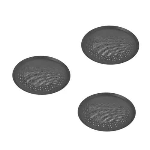 Produktbild: Ciieeo 3St Pizzateller kleines Backblech Kuchenformen Pizza-Server-Tablett Backform Abs Basen Runde Pizzapfanne Perforiertes Pizzablech Bratpfanne Pizzablech für Ofen Aluminiumlegierung