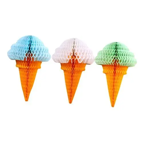 Produktbild: Ciieeo 3St hängendes Papiereis lovely kuschelig cutermesserser faschingdeko hochzeits dekoration Eiscreme Gewebe-Eis Wabenpapierdekorationen Eiskamm-Dekor Eis Waben Fenster Wabenkugel
