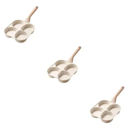 Produktbild: Ciieeo 3 Stück 4 Eier-burger-pfanne Plettpfannen Antihaft-eierpfanne Mini-wok-pfanne Spiegeleierkochpfanne Tamagoyaki-pfanne Frühstückseier-pfanne Beschichtete Pfanne Topf Beige Bakelit