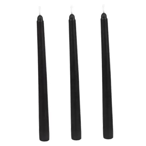 Produktbild: Ciieeo 3er-pack Schwarze Stabkerzen Für Die Tischdekoration Elegantes Tafelaufsatz Für Geburtstagspartys Geruchlose Paraffin-stumpenkerzen
