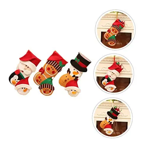 Produktbild: Ciieeo 3 Stück Weihnachtsstrumpf Weihnachtssocken Socken Geschenkbeutel Stoffsocken Dekorative Geschenksocken Dekorative Socken Süßigkeitenbeutel Souvenirbeutel