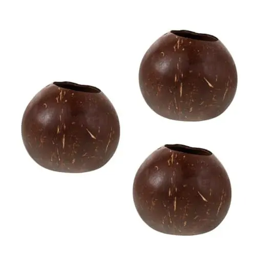 Produktbild: Ciieeo 3st Kokosnuss-blumentopf Kartoffeln Puppenhaus Miniaturgemüse Pflanzer Natürlicher Sukkulenten-pflanztopf Kindergartenpolizist 4k Gefälschte Pflanzen Kokosnussschale Coffee