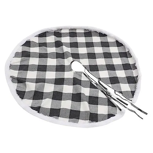 Produktbild: Ciieeo 3st Weihnachtsbaum-schürze Weihnachtsbaumdecke Weihnachtskarierter Baumrock Weihnachtsbaum Teppich Traditionelle Weihnachtsbaummatte Karierter Weihnachtsbaumrock Polyester