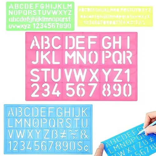 Produktbild: Ciieeo 4-Teiliges Buchstaben- Und Zahlen-Alphabet-Schablonen-Set Buchstaben-Schablonen aus Kunststoff zum Lernen Malen Scrapbooking